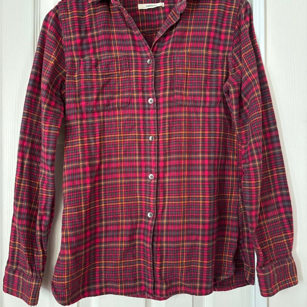 Women’s Woolrich  Red and Orange Plaid Flannel Shirt